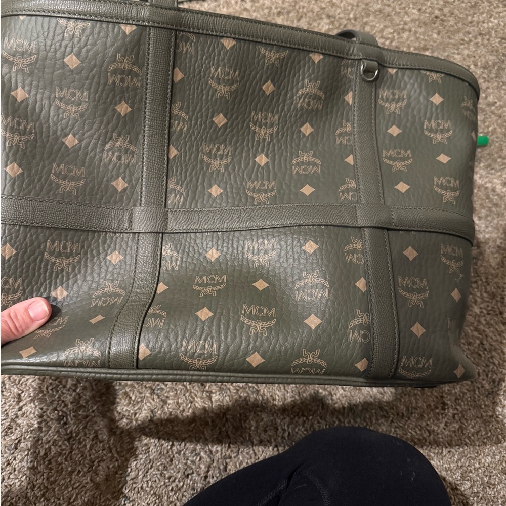 MCM Olive Green Logo Tote - Picture 3 of 9